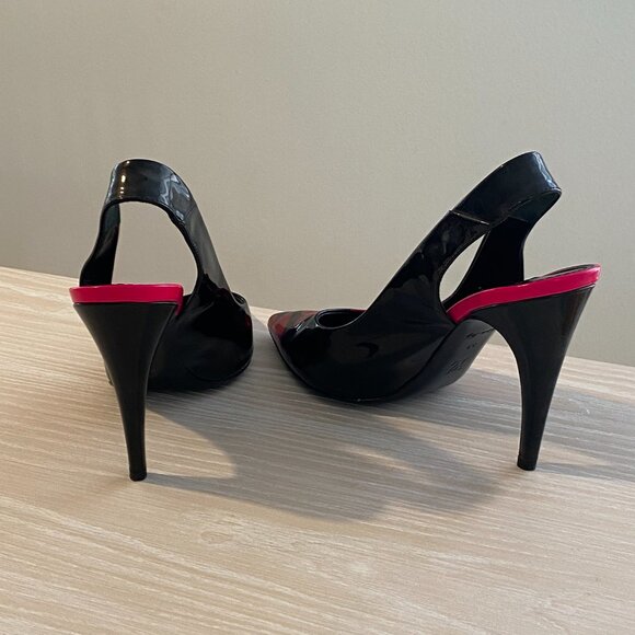 LOUIS VUITTON Patent Graffiti Slingback Pumps Black and Pink Size - Picture 2 of 5